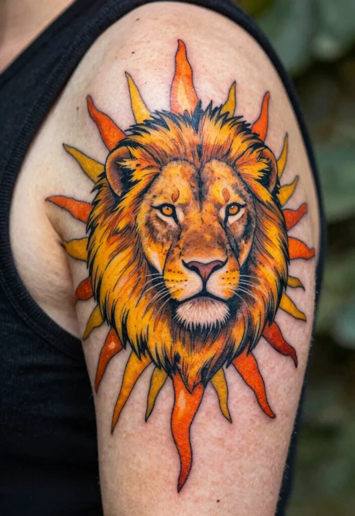 18 Female Lion Tattoo 2026 Trending Ideas With Powerful Feminine Energy - 12. Lioness and Sun Tattoo 1