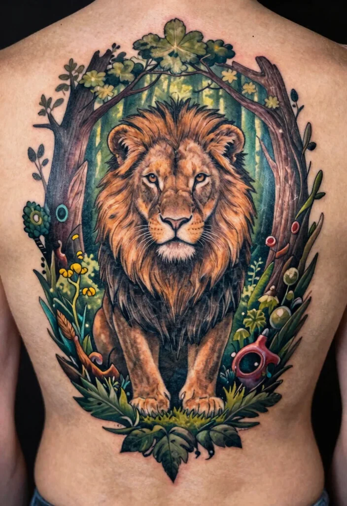 18 Female Lion Tattoo 2026 Trending Ideas With Powerful Feminine Energy - 13. Lioness with Enchanted Forest 1