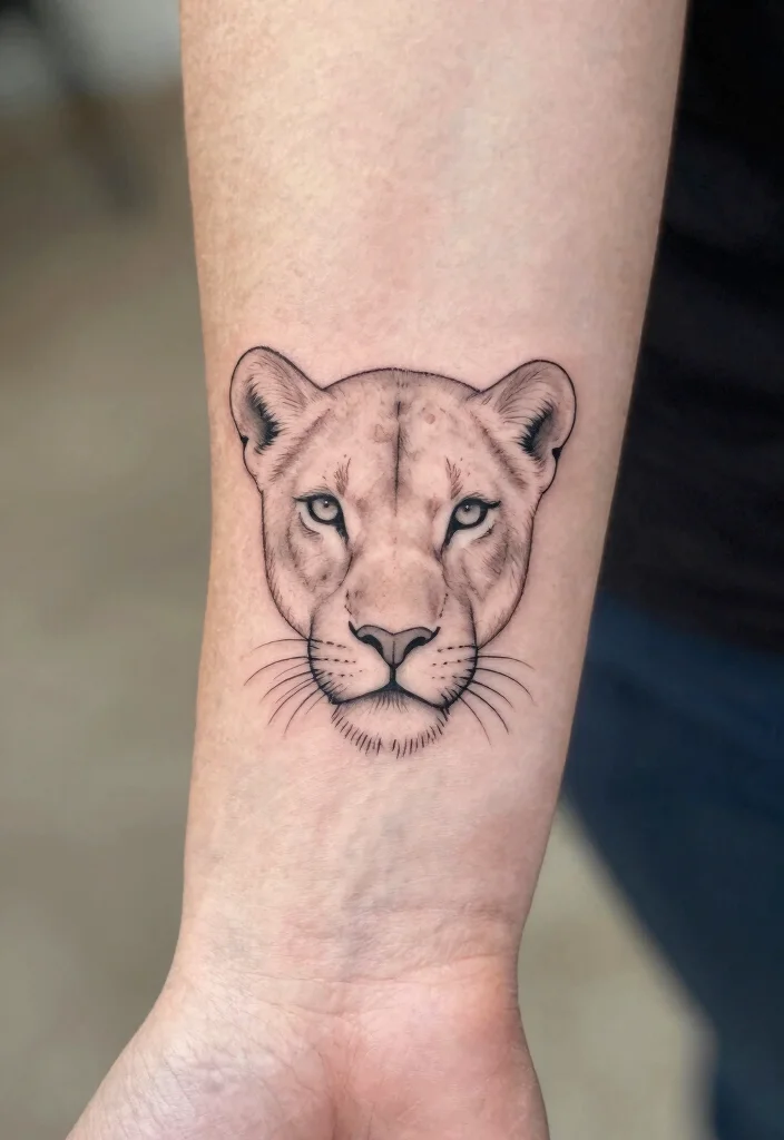 18 Female Lion Tattoo 2026 Trending Ideas With Powerful Feminine Energy - 8. Minimalist Lioness Tattoo 1