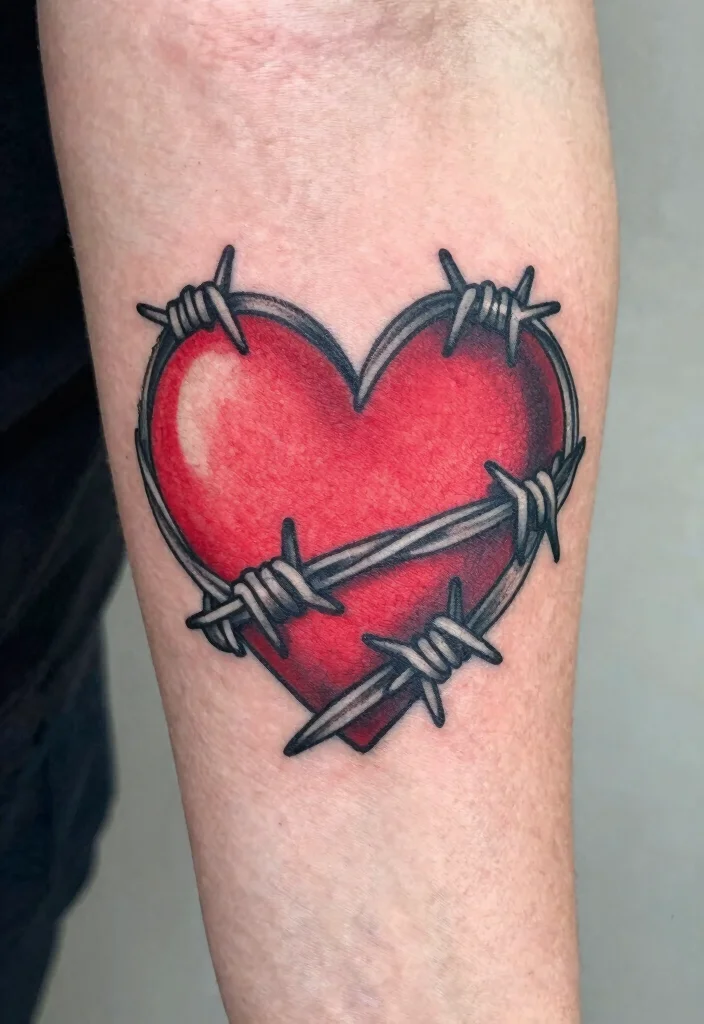 18 Heart Barbed Wire Tattoo Ideas With Edgy Romance 1 18 Heart Barbed Wire Tattoo Ideas With Edgy Romance - 1. Classic Heart Barbed Wire 1