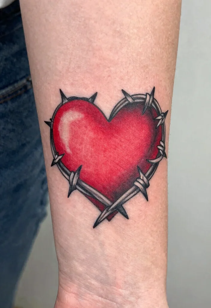 18 Heart Barbed Wire Tattoo Ideas With Edgy Romance 31 18 Heart Barbed Wire Tattoo Ideas With Edgy Romance - 11. Heart Barbed Wire with Thorns 1