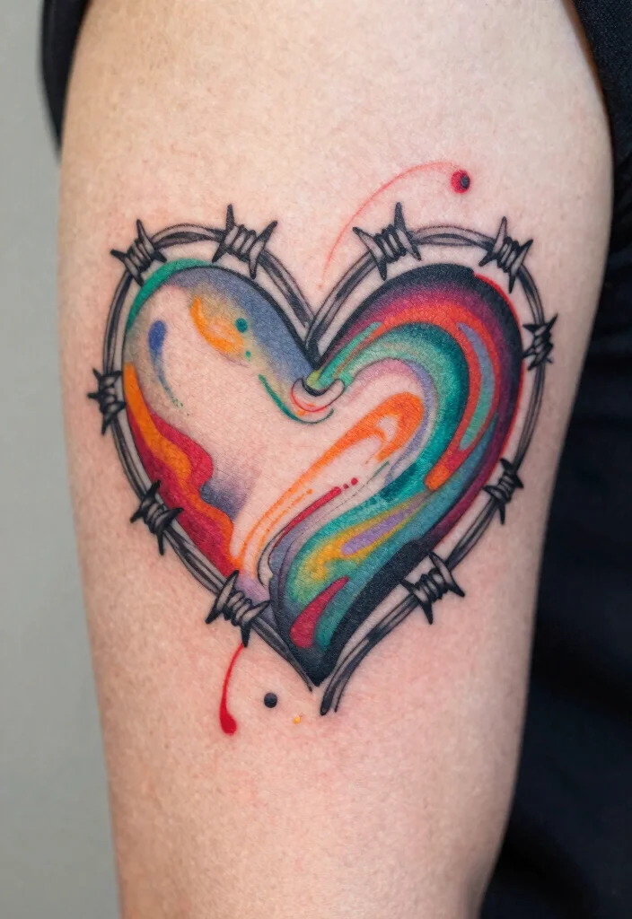 18 Heart Barbed Wire Tattoo Ideas With Edgy Romance 32 18 Heart Barbed Wire Tattoo Ideas With Edgy Romance - 12. Abstract Heart Barbed Wire 1