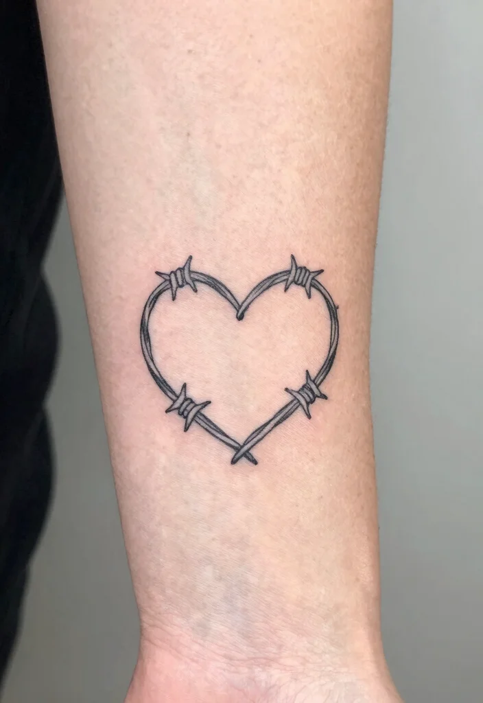 18 Heart Barbed Wire Tattoo Ideas With Edgy Romance 23 18 Heart Barbed Wire Tattoo Ideas With Edgy Romance - 3. Minimalist Heart Barbed Wire 1
