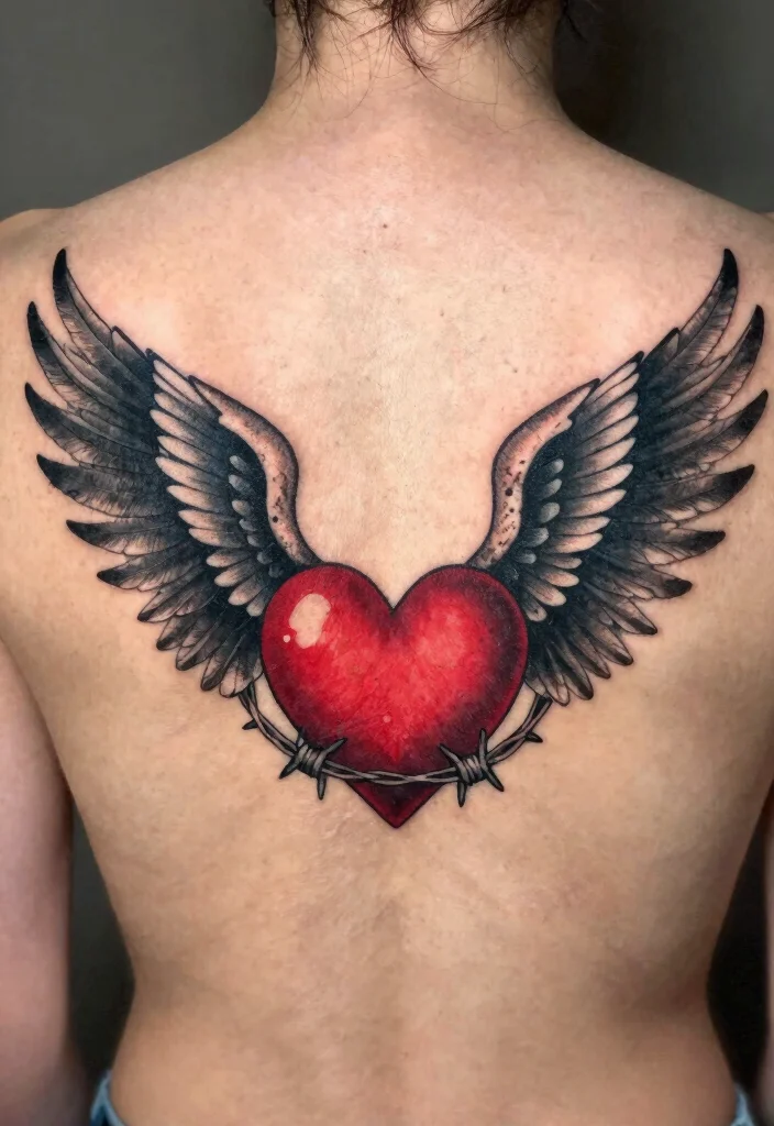18 Heart Barbed Wire Tattoo Ideas With Edgy Romance 28 18 Heart Barbed Wire Tattoo Ideas With Edgy Romance - 8. Heart Barbed Wire with Wings 1