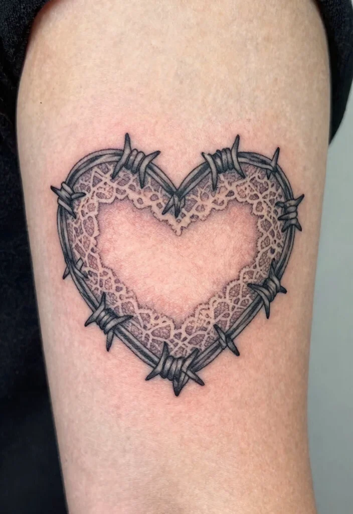 18 Heart Barbed Wire Tattoo Ideas With Edgy Romance 29 18 Heart Barbed Wire Tattoo Ideas With Edgy Romance - 9. Vintage Heart Barbed Wire 1