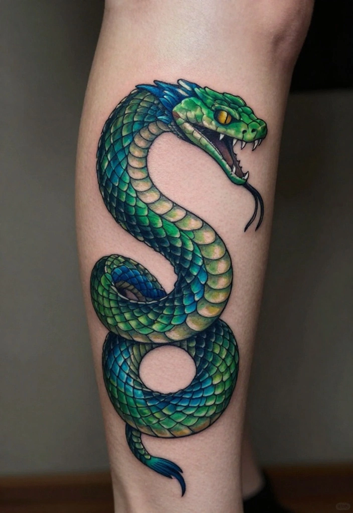 18 Leg Dragon Tattoo Ideas With Dynamic Movement 1 18 Leg Dragon Tattoo Ideas With Dynamic Movement - 1. The Serpent of Strength 1