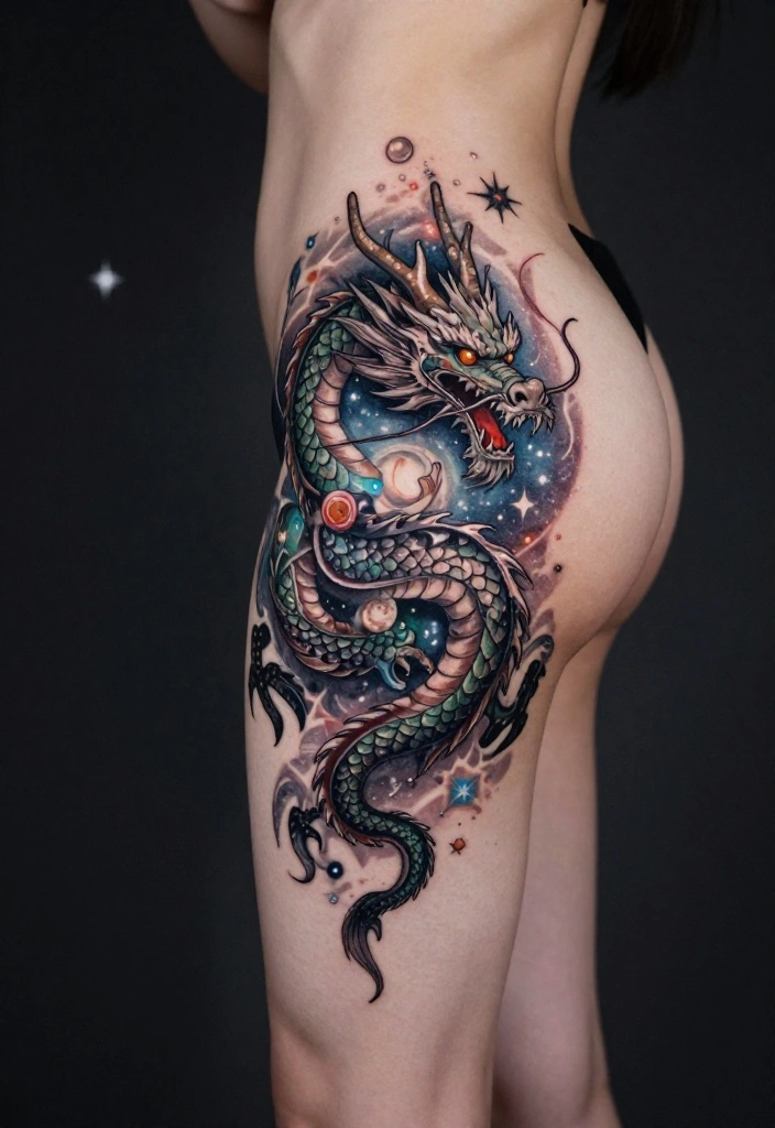 18 Leg Dragon Tattoo Ideas With Dynamic Movement 28 18 Leg Dragon Tattoo Ideas With Dynamic Movement - 8. The Celestial Dragon 1