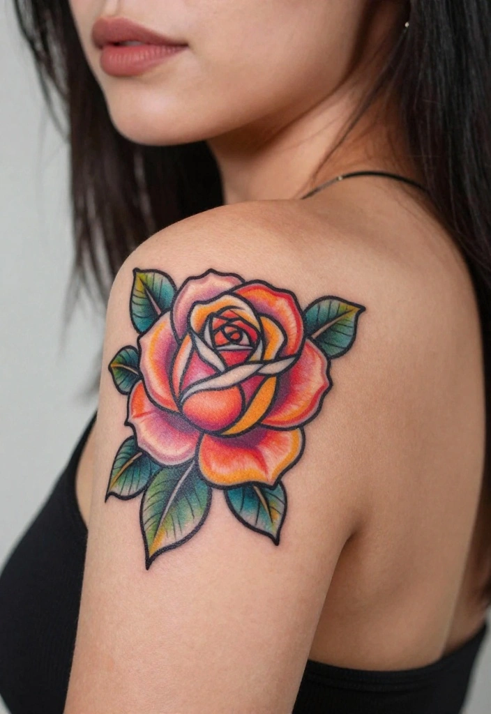18 Rose Shoulder Tattoo 2026 Trending Ideas With Elegant Curve 31 18 Rose Shoulder Tattoo 2026 Trending Ideas With Elegant Curve - 11. Colored Outline Rose 1