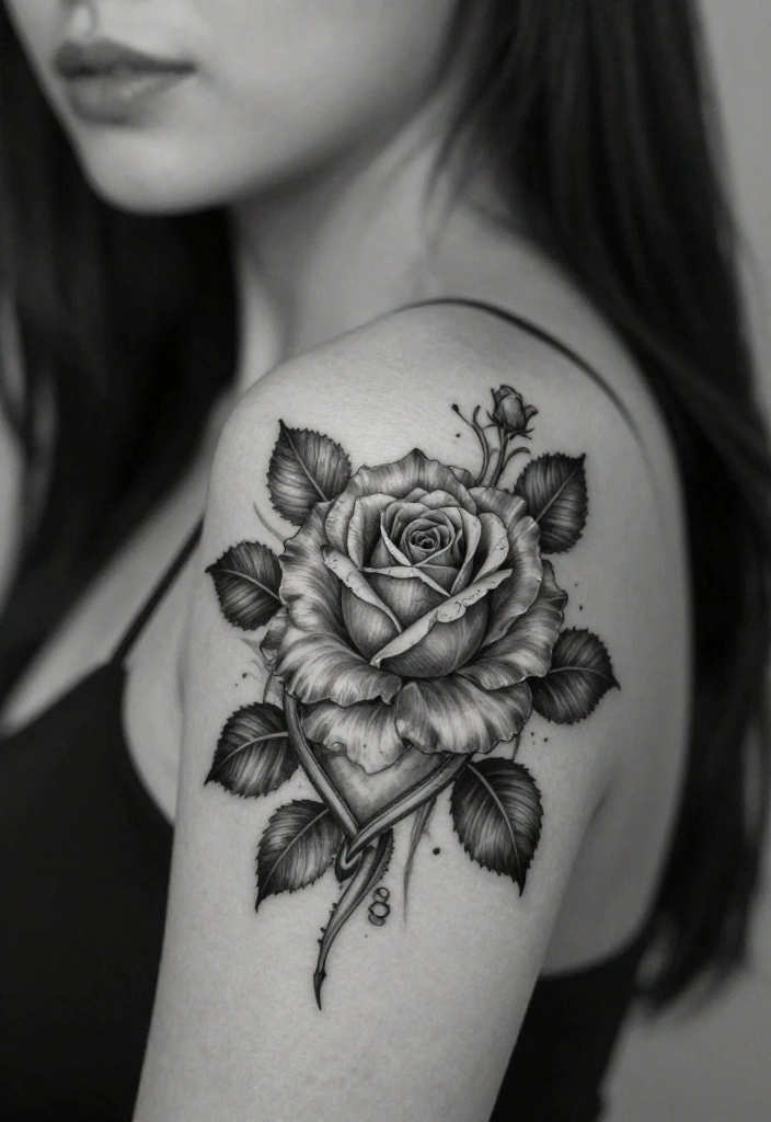 18 Rose Shoulder Tattoo 2026 Trending Ideas With Elegant Curve 68 18 Rose Shoulder Tattoo 2026 Trending Ideas With Elegant Curve - 18. Rose with a Heart 1