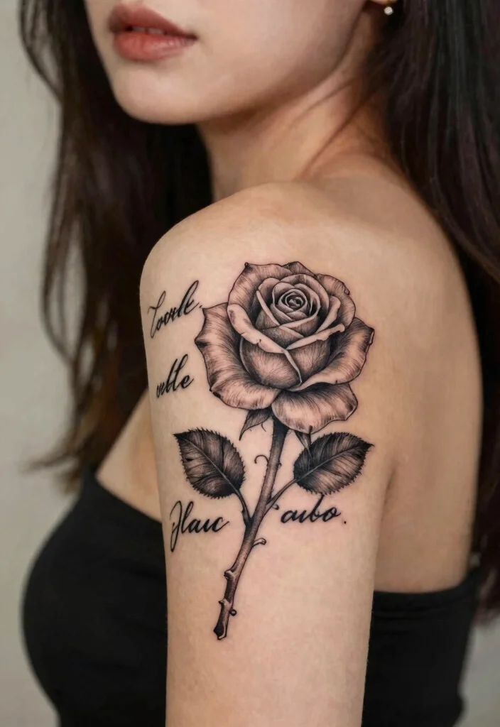 18 Rose Shoulder Tattoo 2026 Trending Ideas With Elegant Curve 29 18 Rose Shoulder Tattoo 2026 Trending Ideas With Elegant Curve - 9. Rose with Quote 1