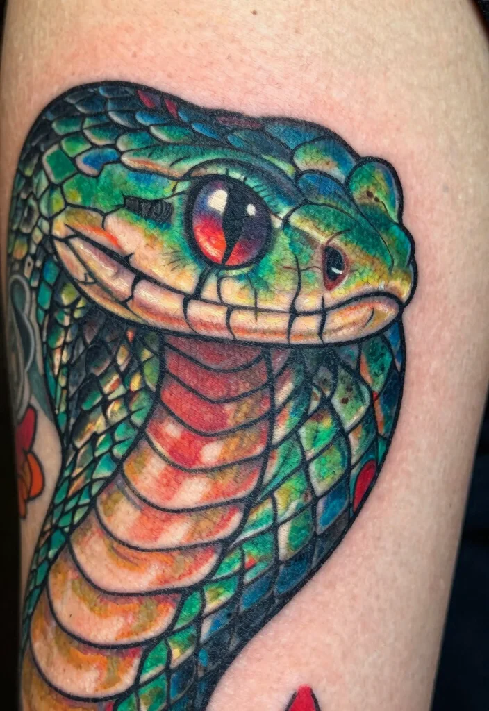 18 Snake Eye Tattoo Ideas With Intense Detail 2 18 Snake Eye Tattoo Ideas With Intense Detail - 2. Colorful Serpent Eyes 1