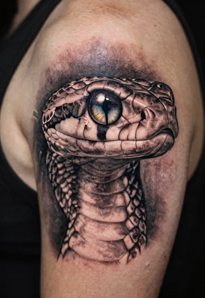 18 Snake Eye Tattoo Ideas With Intense Detail 3 18 Snake Eye Tattoo Ideas With Intense Detail - 3. Realistic 3D Snake Eyes 1