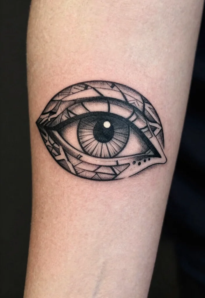 18 Snake Eye Tattoo Ideas With Intense Detail 16 18 Snake Eye Tattoo Ideas With Intense Detail - 6. Geometric Snake Eye Tattoos 1
