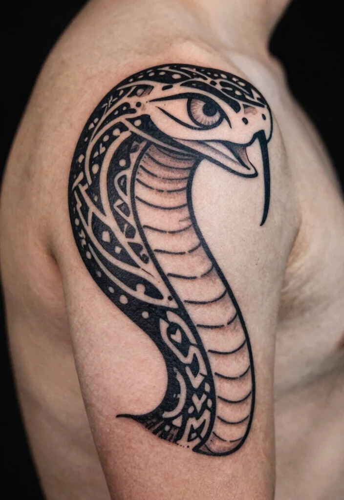 18 Snake Eye Tattoo Ideas With Intense Detail 29 18 Snake Eye Tattoo Ideas With Intense Detail - 9. Snake Eye Tattoos with Tribal Elements 1