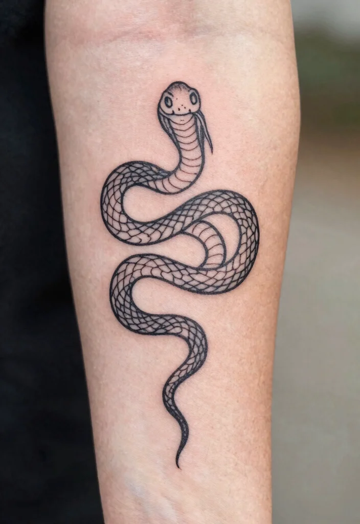 18 Snake on Arm Tattoo Ideas With Sleek Motion 1 18 Snake on Arm Tattoo Ideas With Sleek Motion - 1. Elegant Black Outline 1