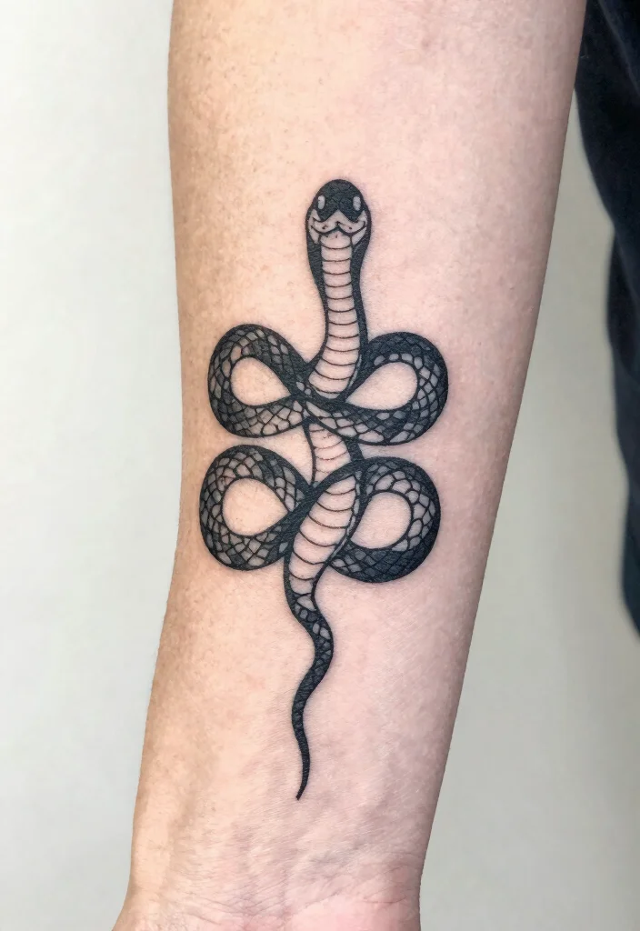 18 Snake on Arm Tattoo Ideas With Sleek Motion 24 18 Snake on Arm Tattoo Ideas With Sleek Motion - 4. Simplistic Snake Silhouette 1