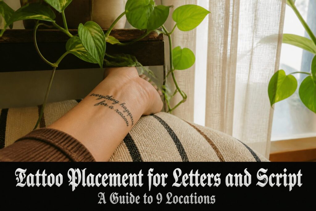 An overview image illustrating different tattoo placements for lettering.